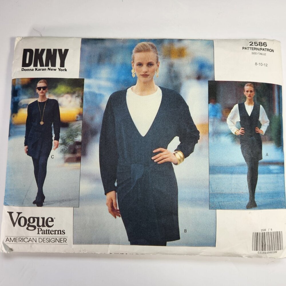 Vogue DNKY Pattern 2586 Uncut Size 8 10 12 Jumper and Dress American Designer
